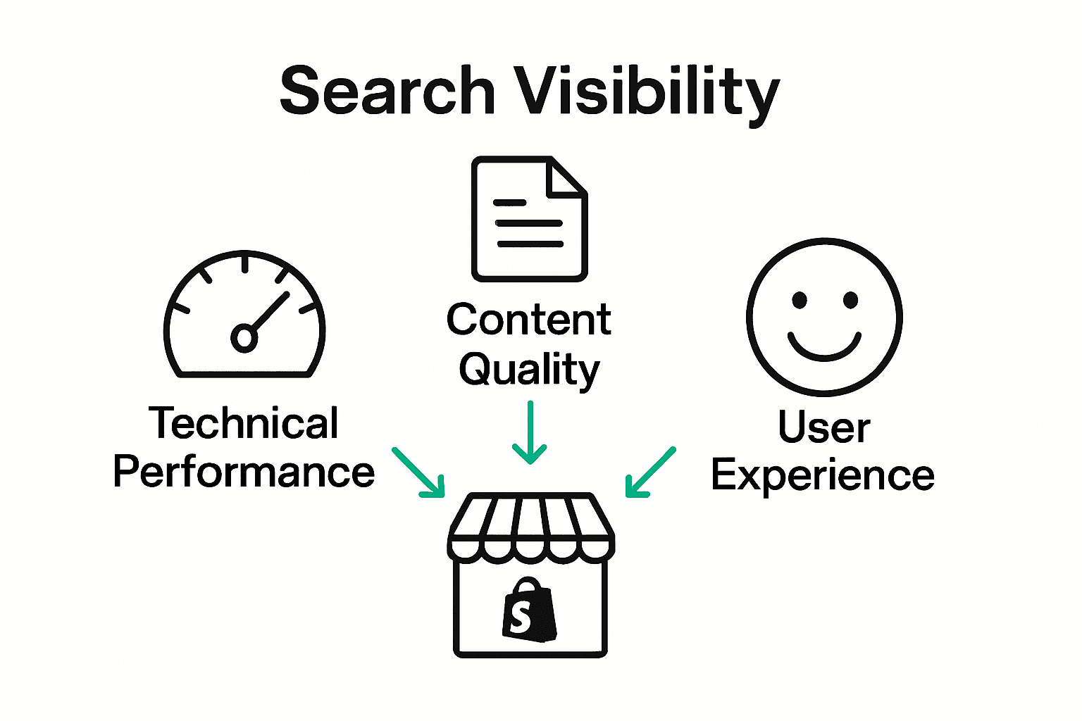Infographic showing top ranking factors for Shopify SEO