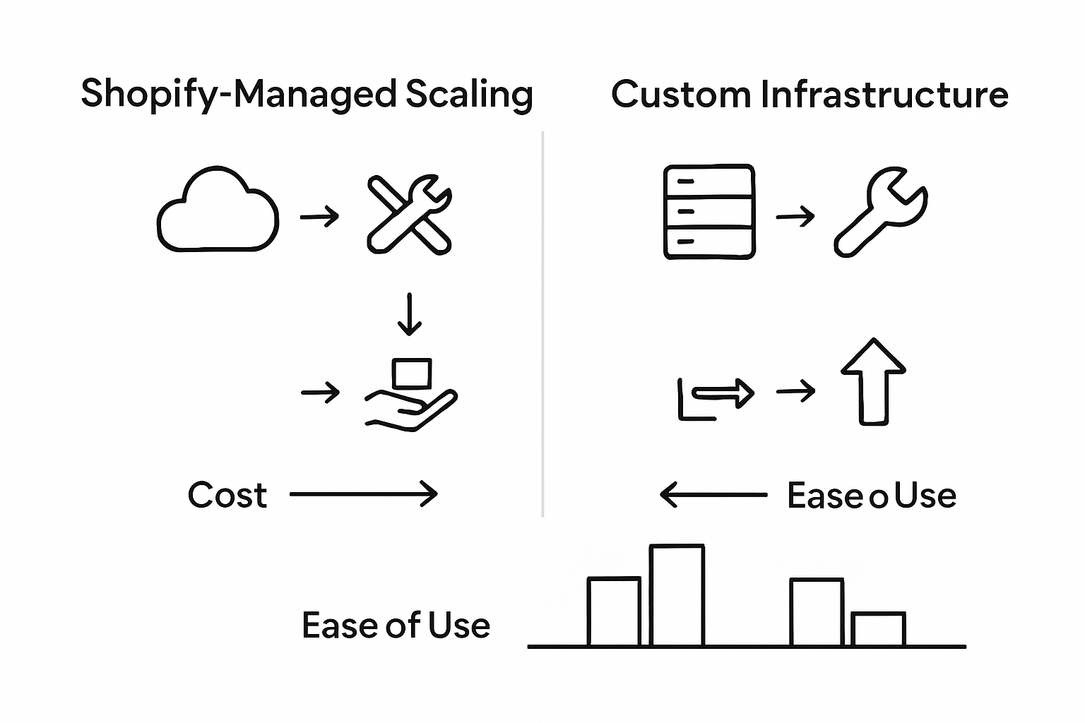 Infographic comparing Shopify scalability strategies