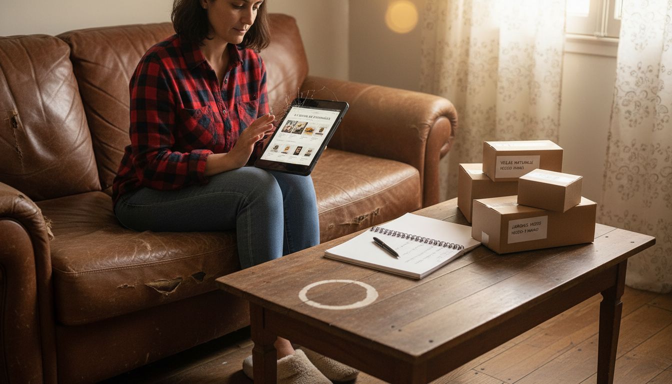 Una persona revisando una tienda de Shopify desde la comodidad de su casa.