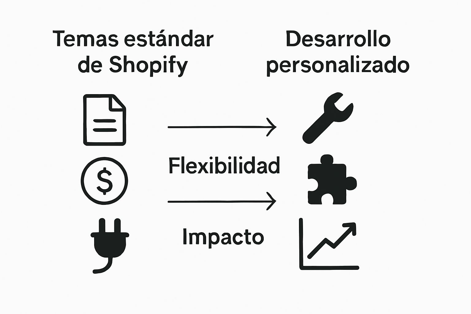 Diferencias entre las opciones estándar de Shopify y las soluciones personalizadas