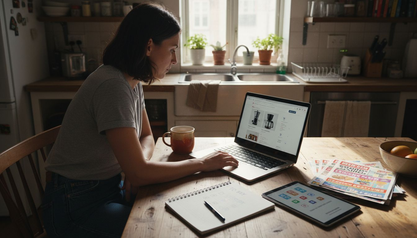 Person testing online store user experience at home