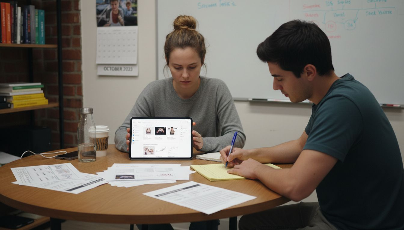 Team meeting analyzing SEO strategies