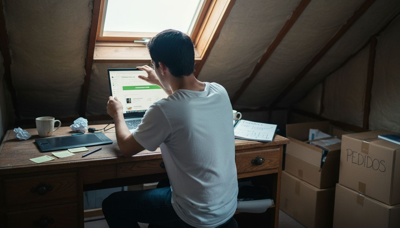 Persona personalizando su tema de Shopify desde la comodidad de su casa