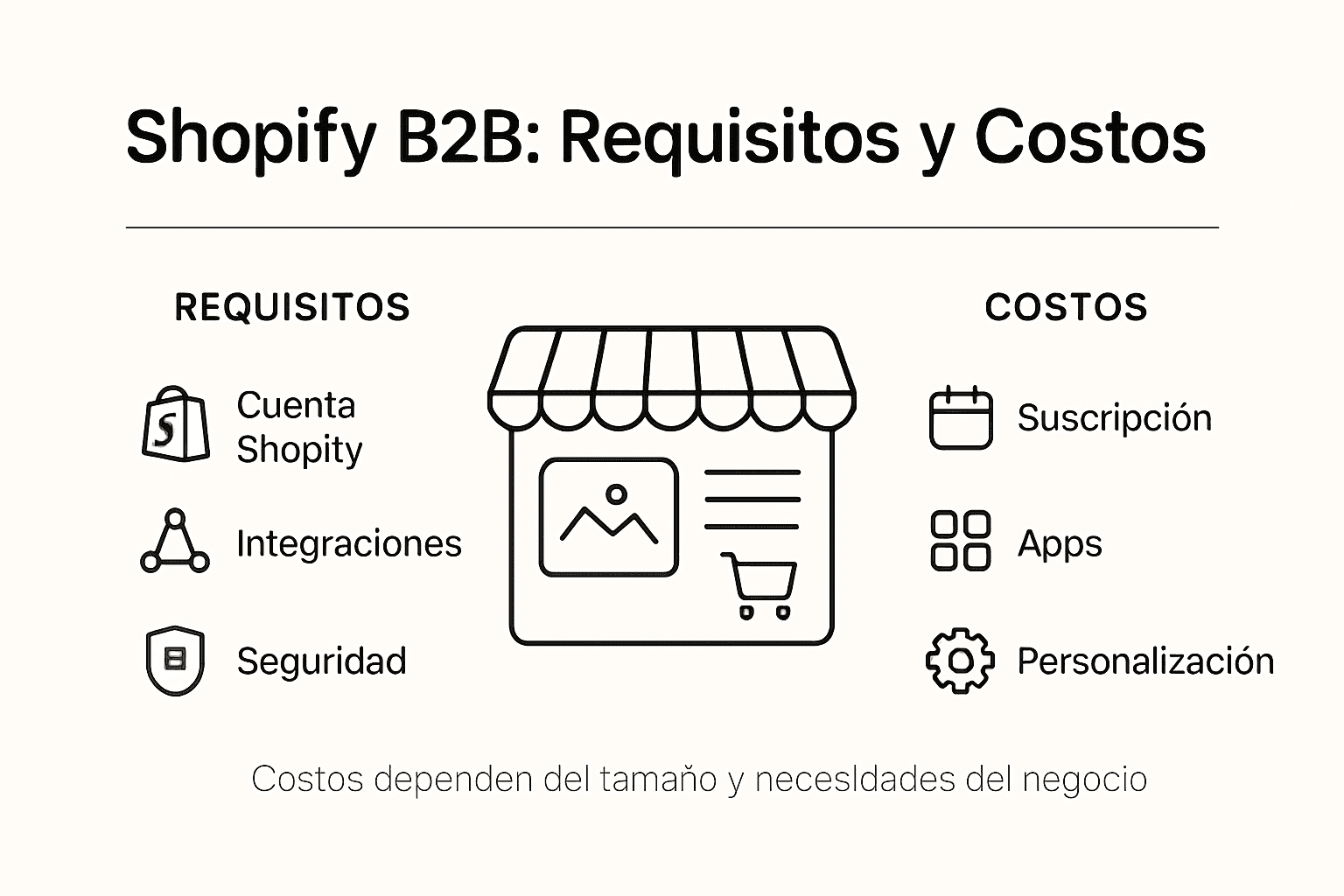 Guía visual sobre los requisitos y precios de Shopify para empresas B2B