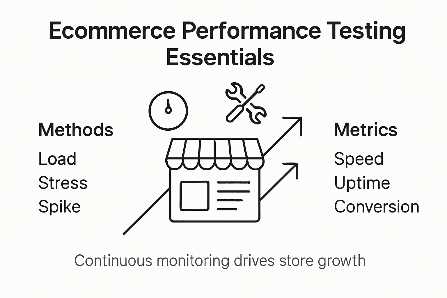 Infographic showing performance testing methods and metrics