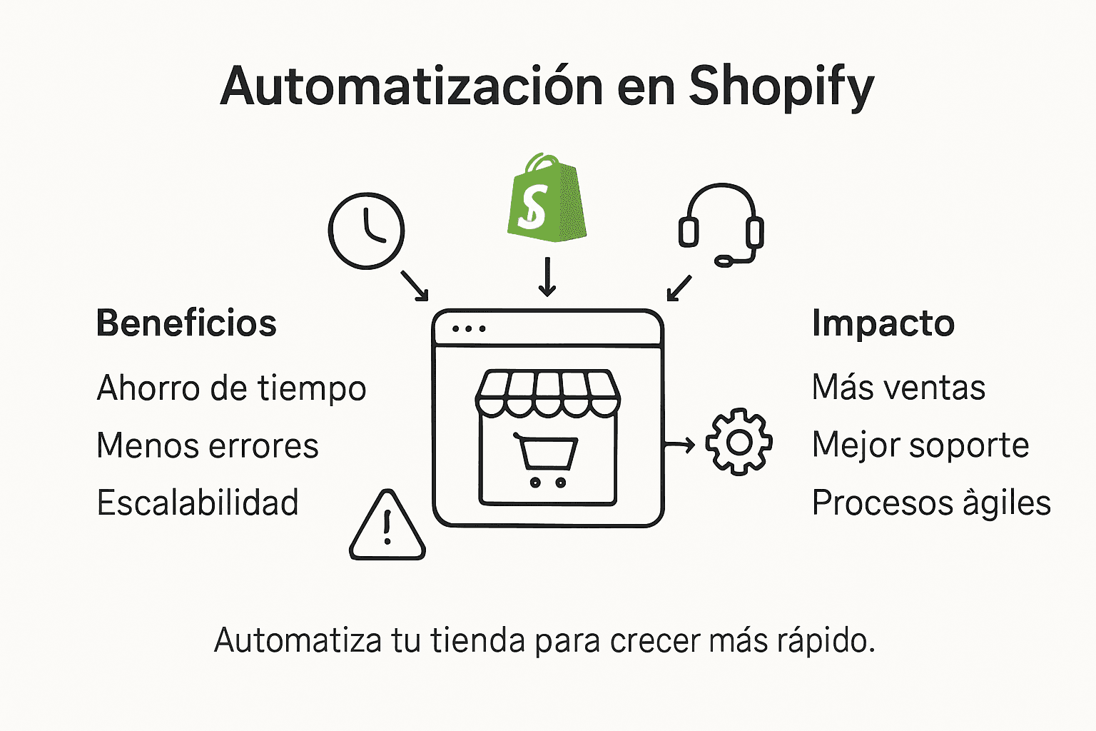 Infografía sobre cómo la automatización en Shopify mejora tu negocio: ventajas y resultados