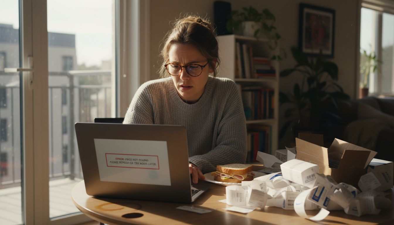 Woman troubleshooting online store website errors