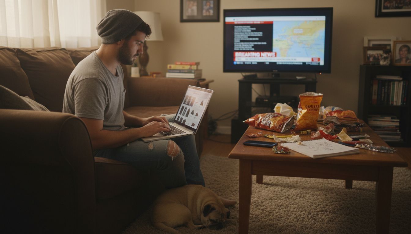 Shopper browsing an online storefront at home
