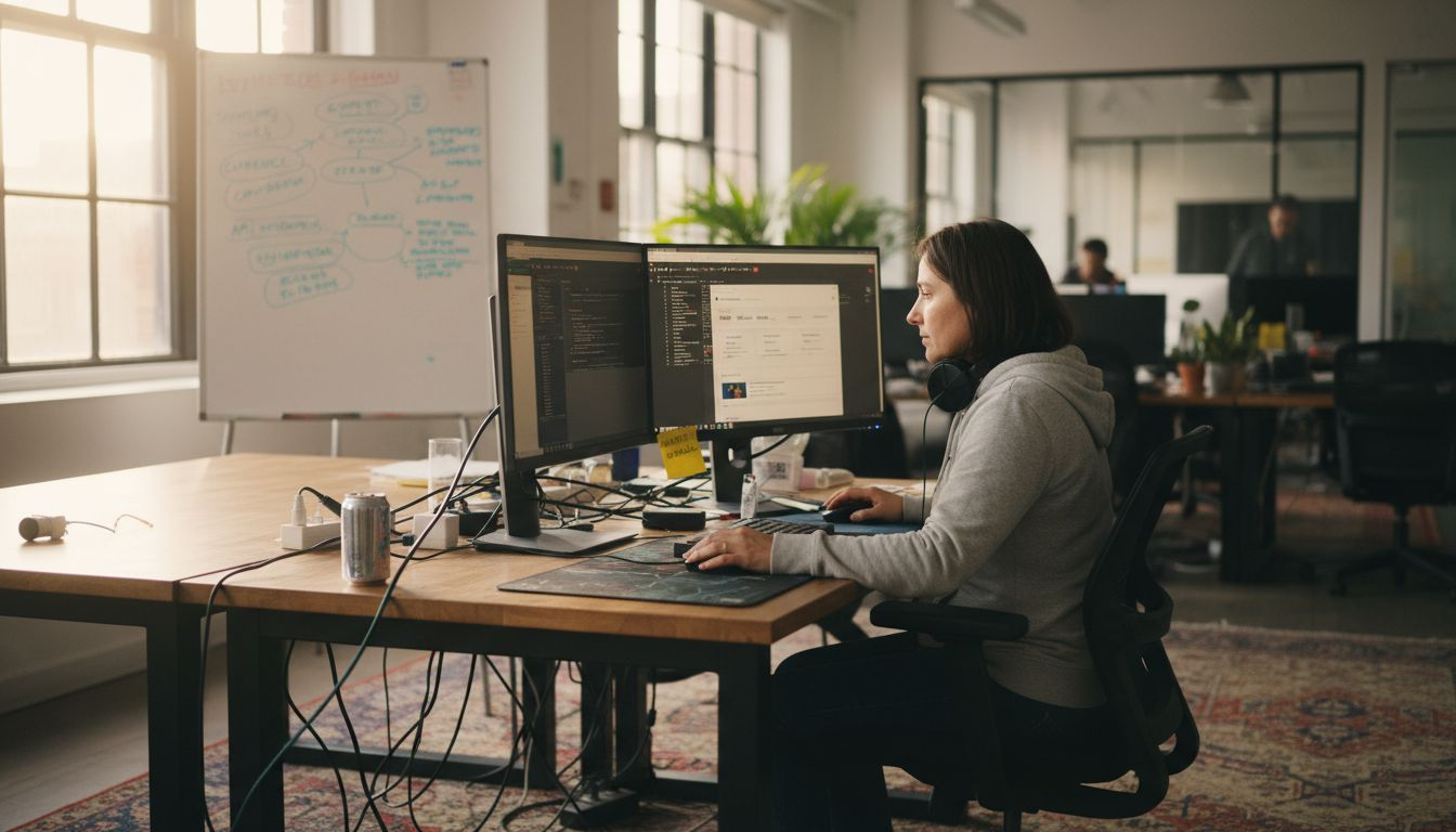 Web developer updating multilingual online store