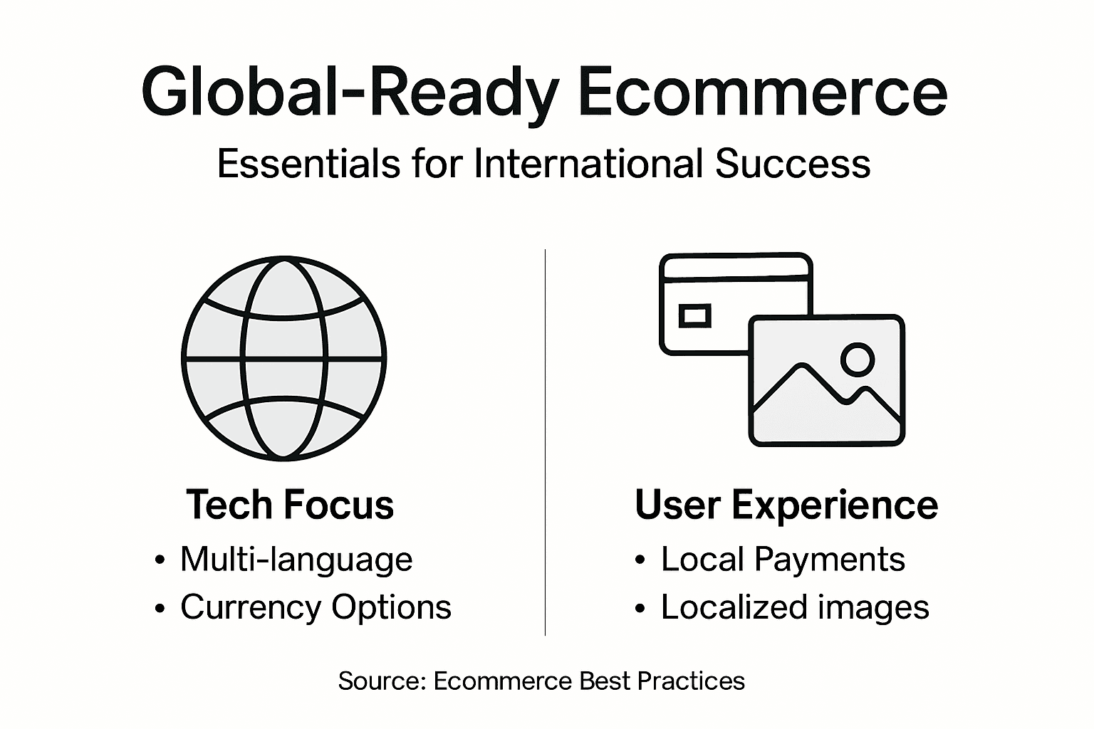Infographic showing global-ready ecommerce essentials