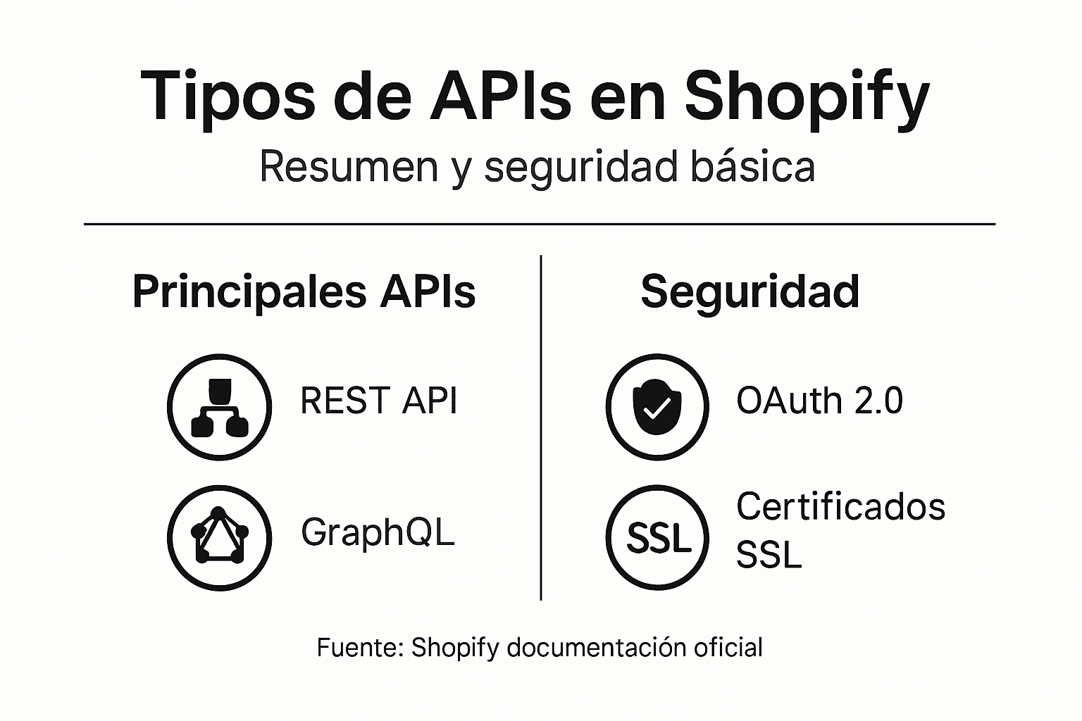 Infografía sobre los diferentes tipos de APIs en Shopify y cómo proteger su seguridad