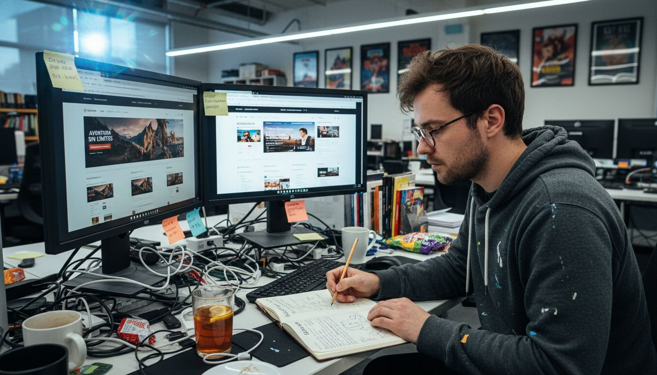 Diseñador analizando las diferencias entre diseños responsive y adaptativos