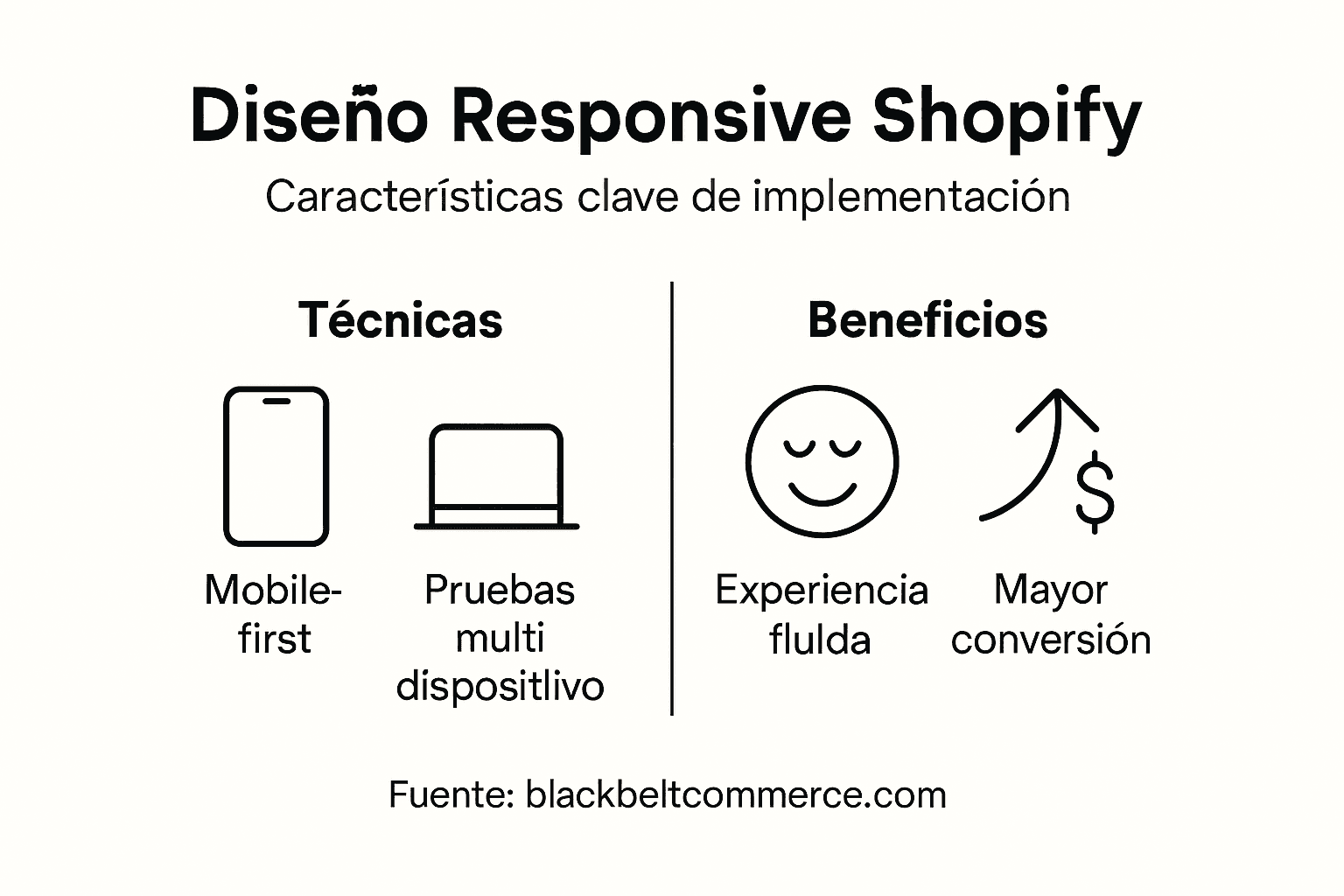 Infografía sobre las principales características de un diseño responsive en Shopify