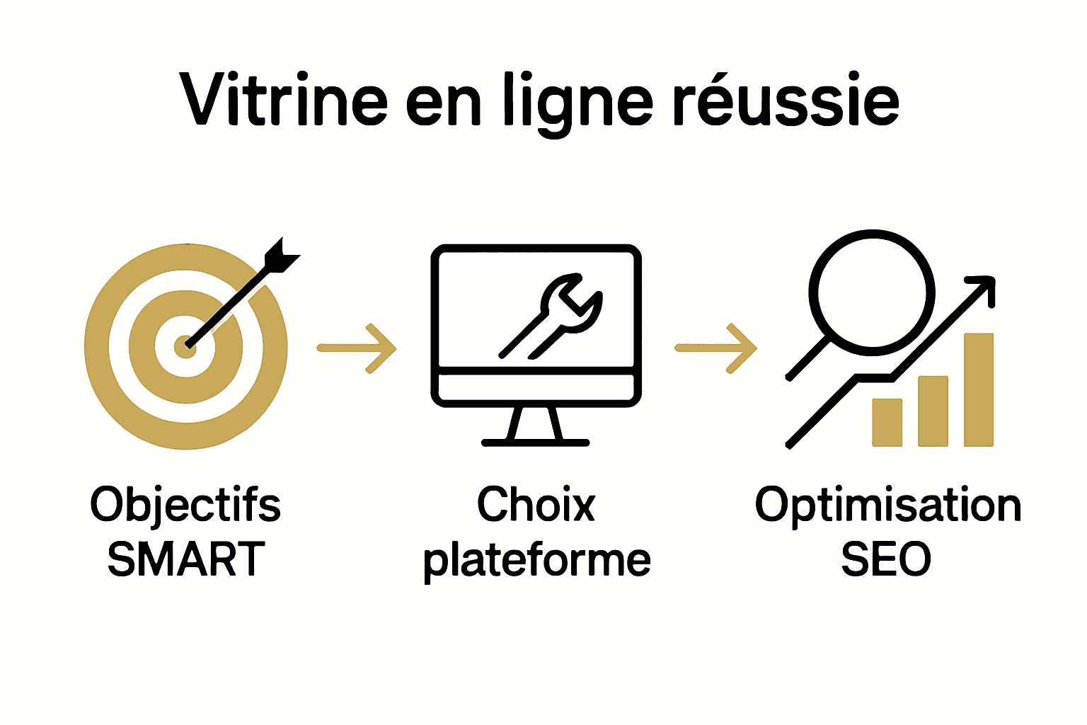 Infographie des 3 étapes clés du site vitrine PME