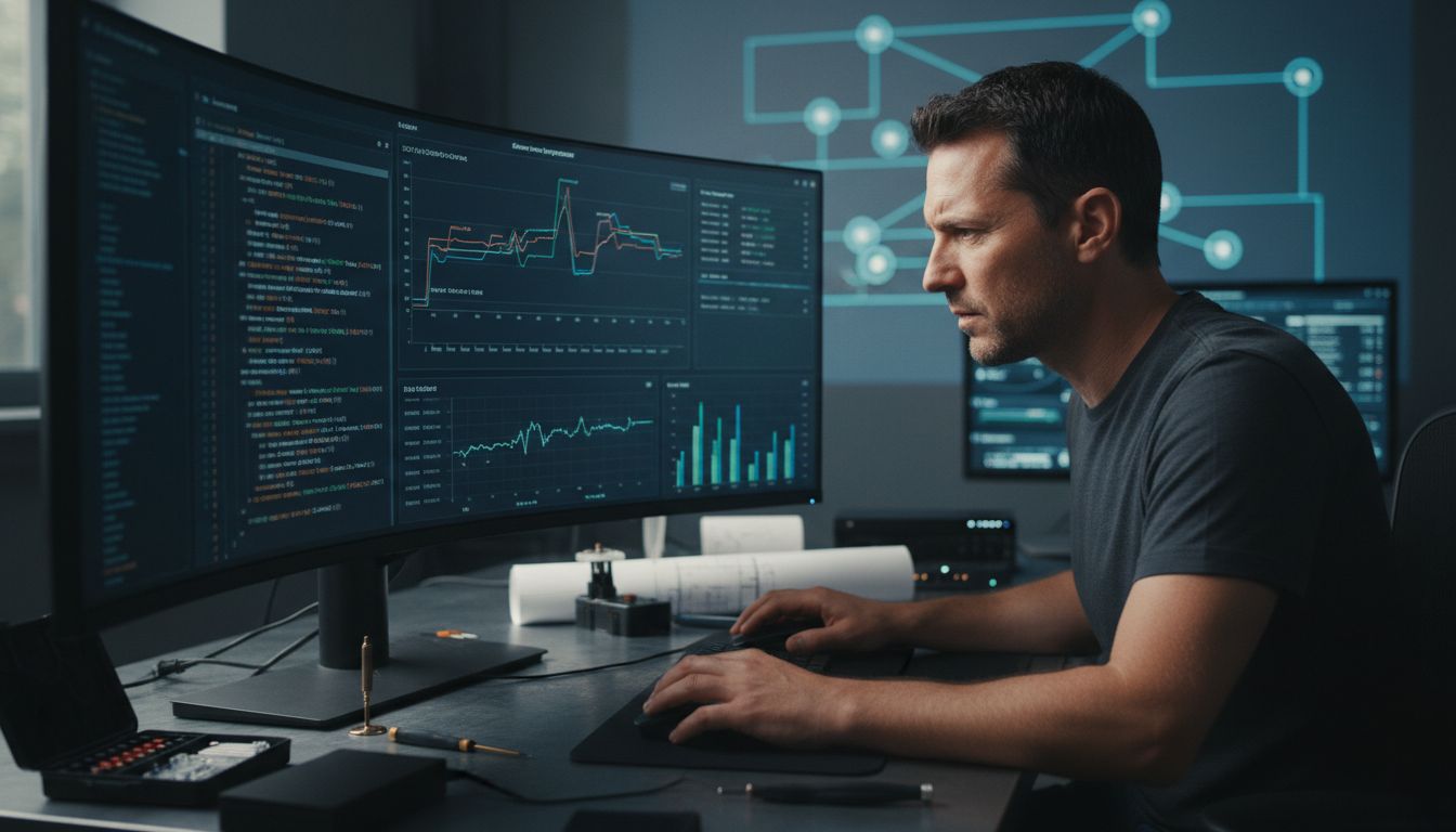 Web developer optimizing website technically