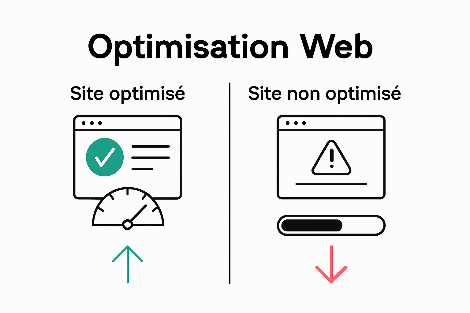 Infographic comparing optimized and unoptimized sites