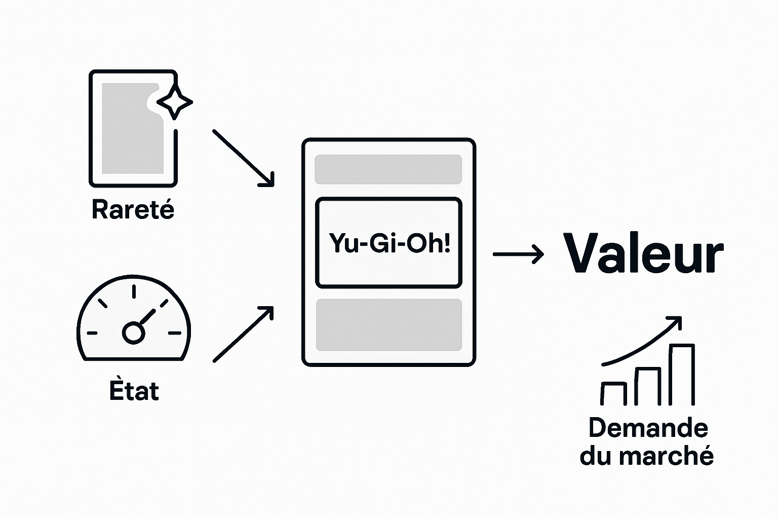 Infographic showing Yu‑Gi‑Oh card value factors