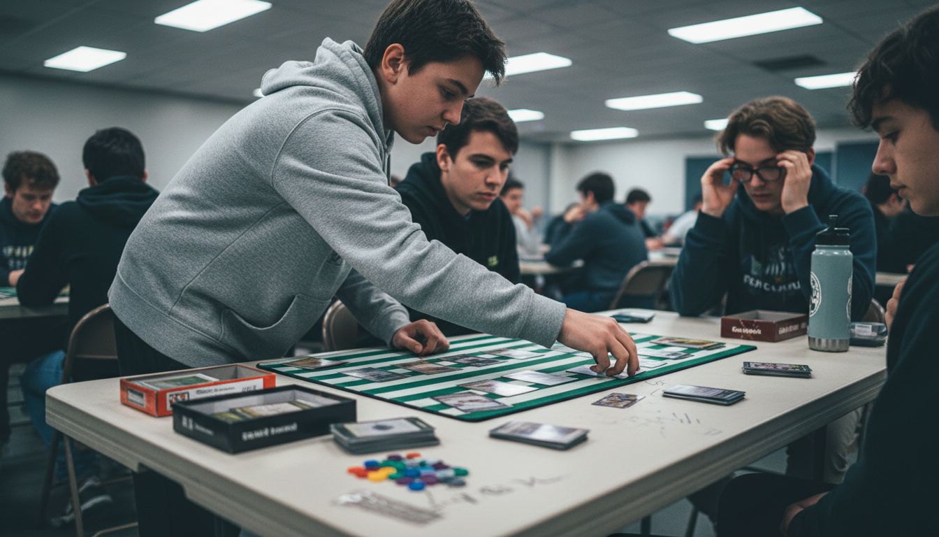 Joueur posant une carte rare en tournoi