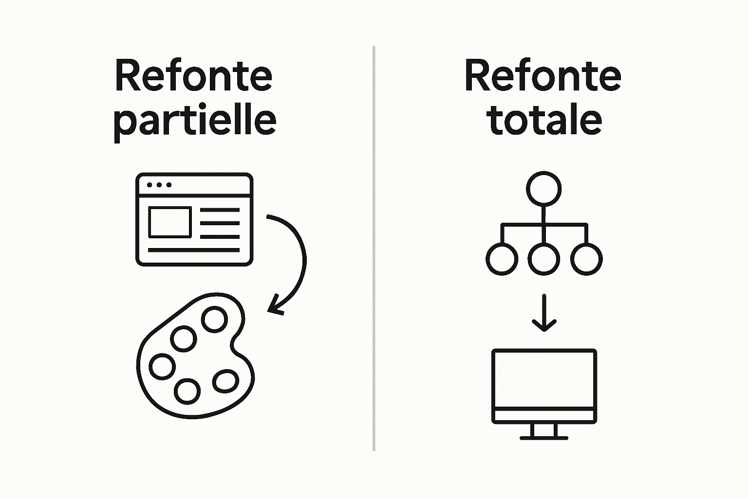 Infographie : comparaison entre refonte partielle et refonte totale