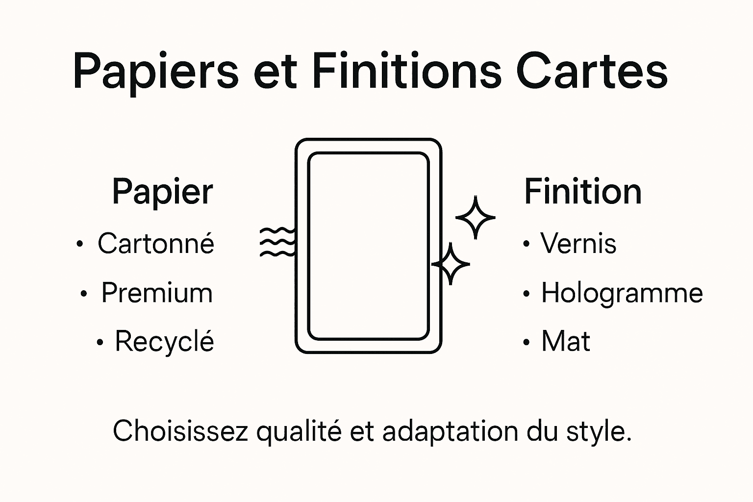 Aperçu des types de papiers et des finitions pour cartes à collectionner