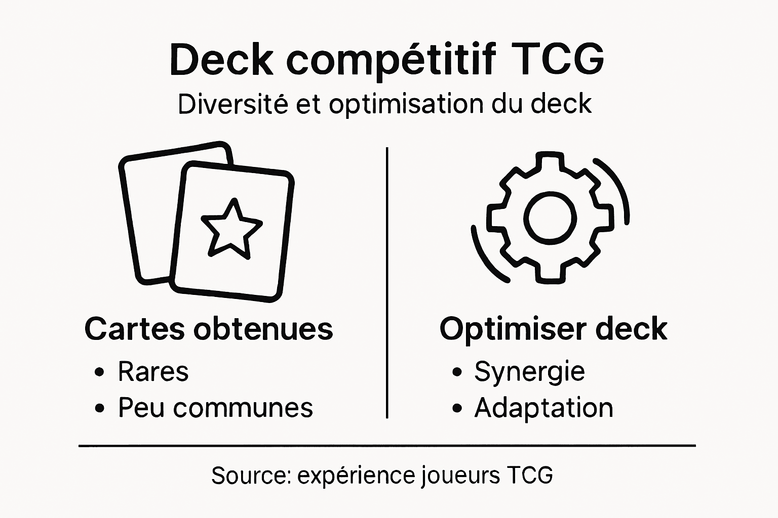 Infographie : les étapes clés pour concevoir un deck TCG performant