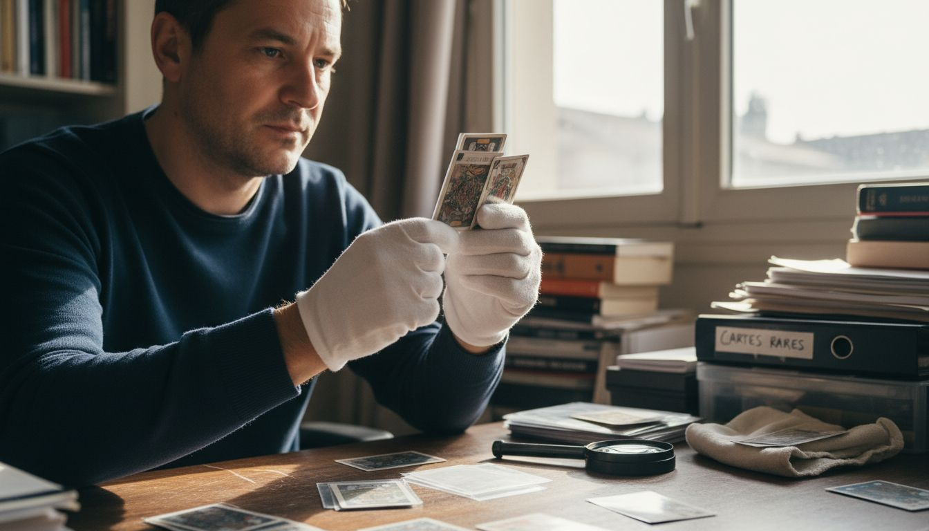 Examen minutieux d’une carte à jouer de collection