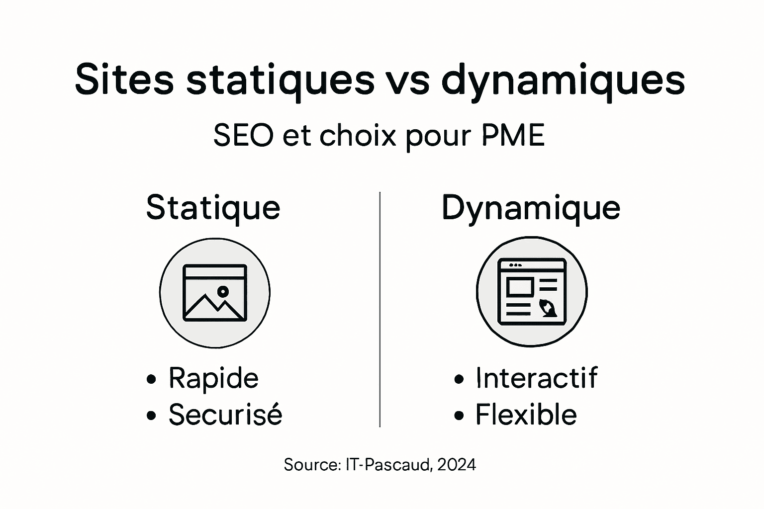 Infographie : comparatif SEO statique vs dynamique pour les PME