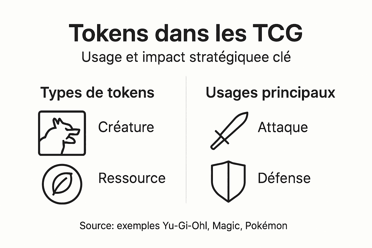 Visuel explicatif sur l’utilisation stratégique des jetons dans les jeux de cartes à collectionner