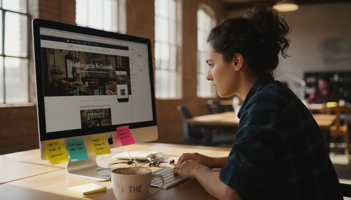 Un designer vérifie l’affichage du site sur différents appareils pour garantir une expérience optimale, que ce soit sur ordinateur, tablette ou smartphone.