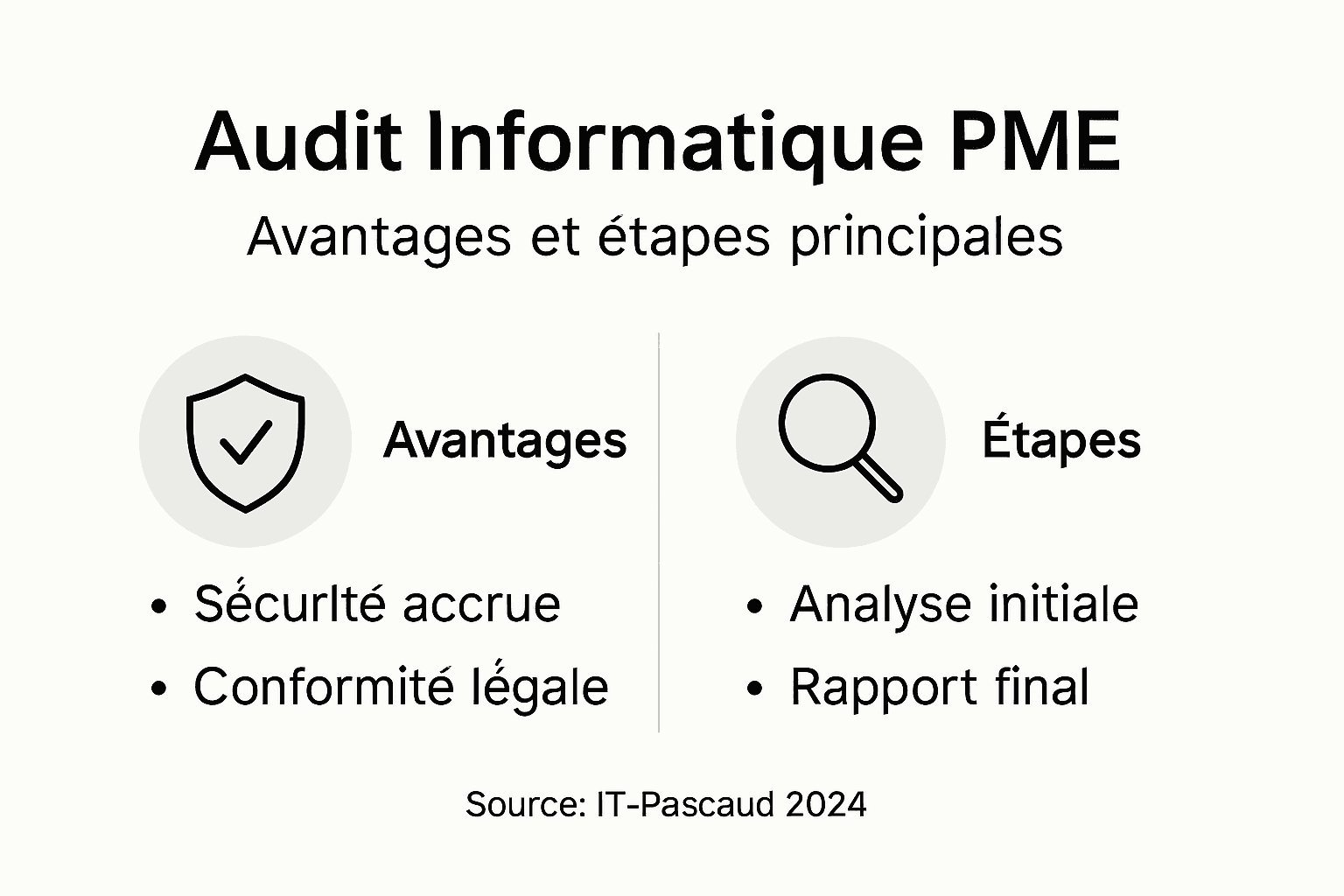 Découvrez notre infographie dédiée aux PME : bénéfices clés d’un audit et les étapes indispensables pour le réussir.