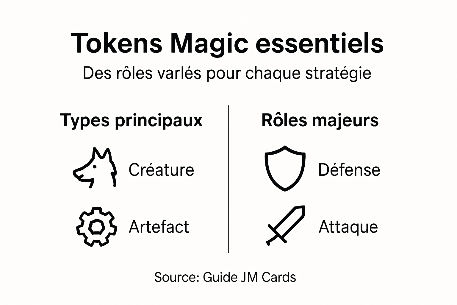 Découvrez en un coup d'œil les différents types de tokens Magic et leurs fonctions principales grâce à notre infographie.