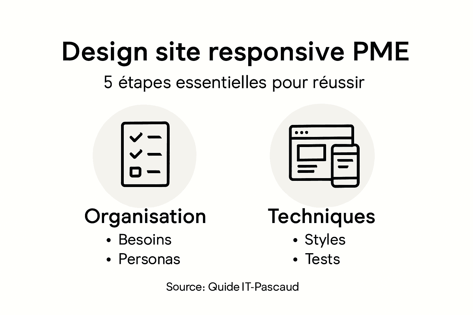 Les étapes incontournables pour réussir le design responsive d’un site web dédié aux PME, présentées en infographie