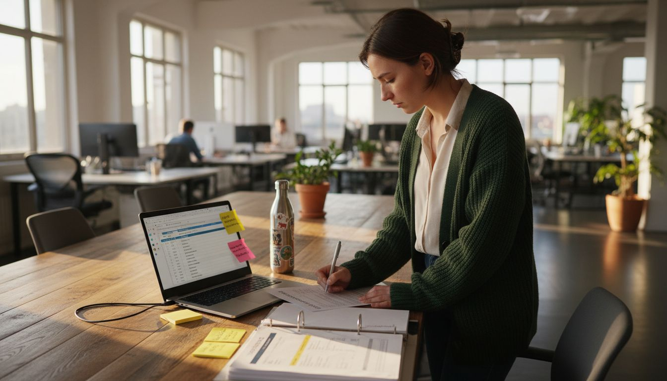 Un salarié en train de vérifier la conformité de son entreprise avec le RGPD à l’aide d’une liste de contrôle.