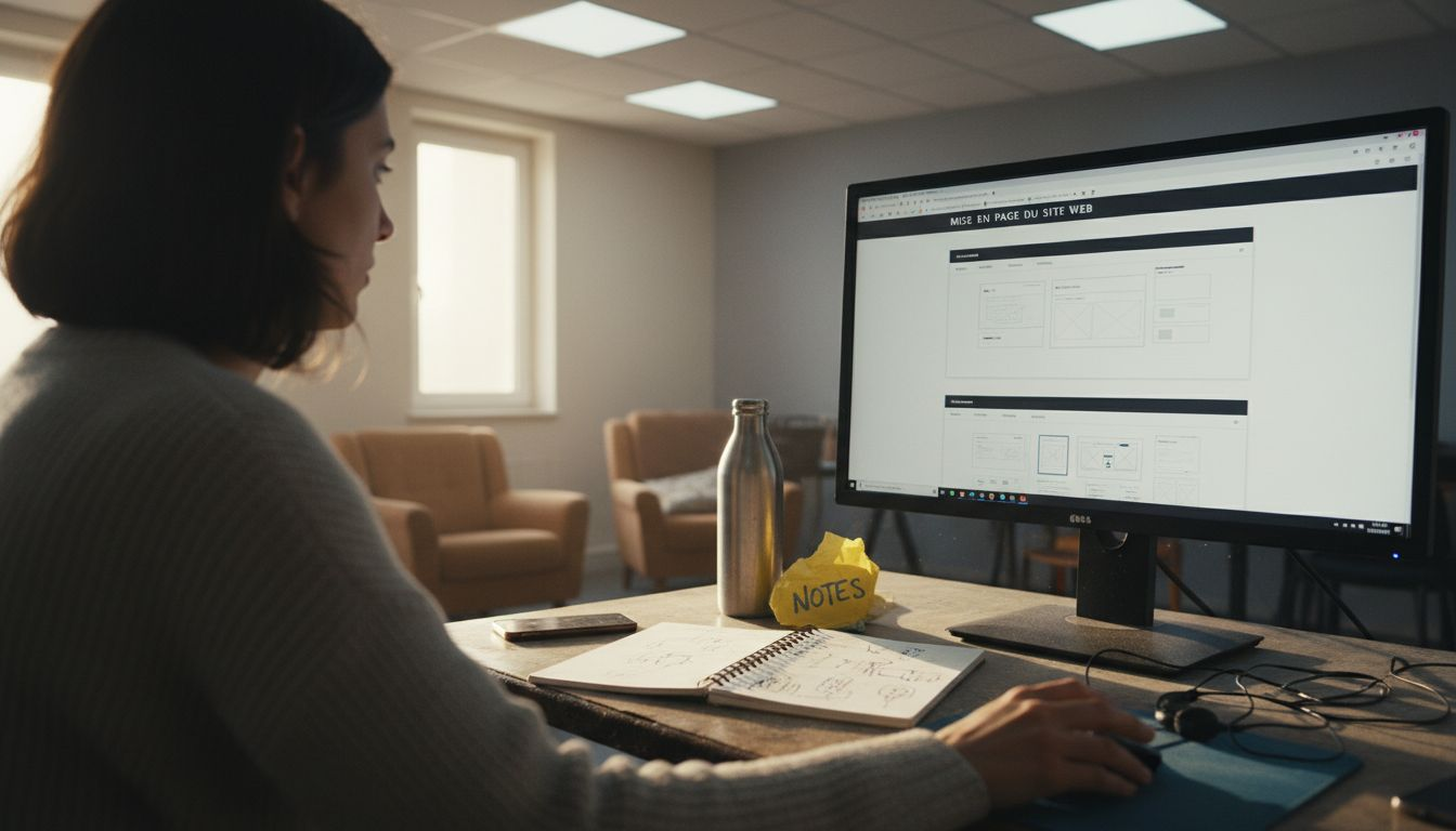 Un designer passe en revue l’agencement de l’interface sur son écran.