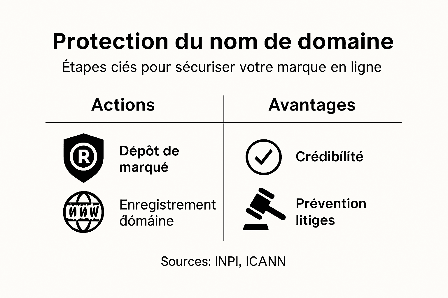 Visuel explicatif : comment protéger sa marque et son nom de domaine