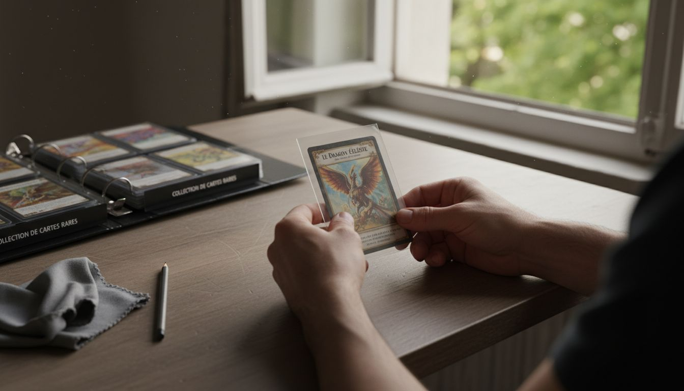 Glissez soigneusement votre carte de collection dans sa pochette de protection pour éviter tout risque d’endommagement.