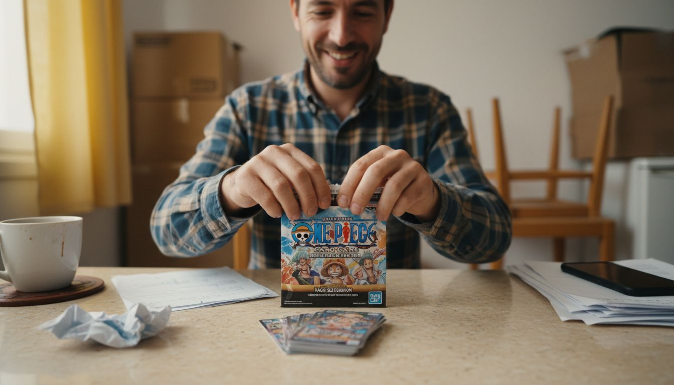 Un passionné découvre le contenu d’un booster One Piece