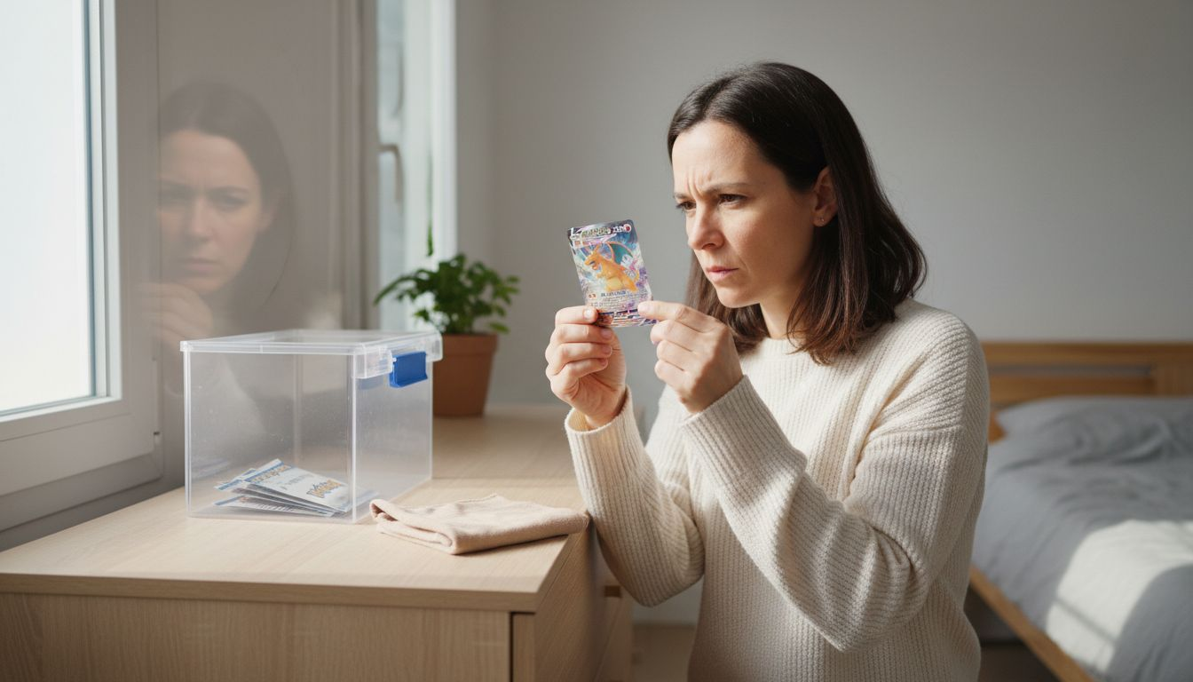Une femme observe attentivement une carte holographique, installée près de la fenêtre.