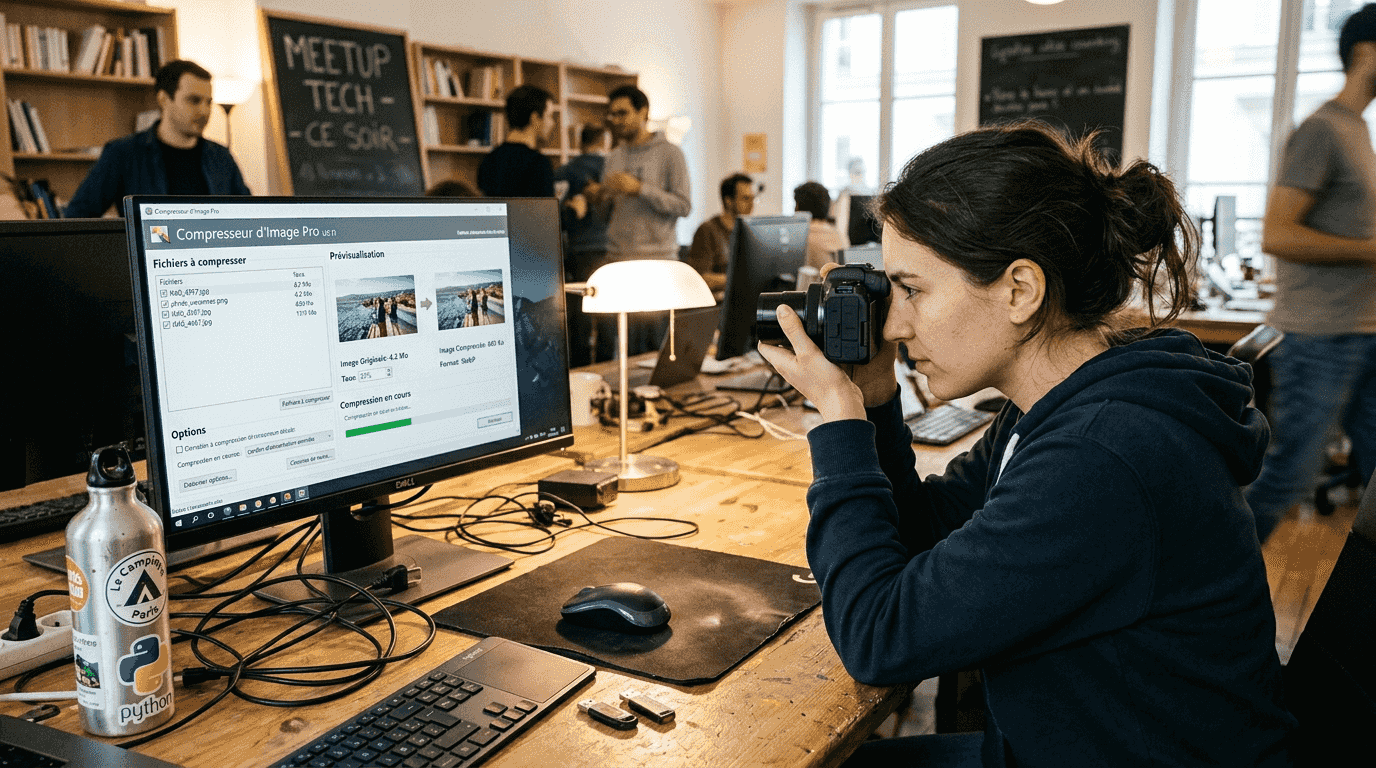 Développeuse spécialisée dans l’optimisation d’images sur poste de travail professionnel
