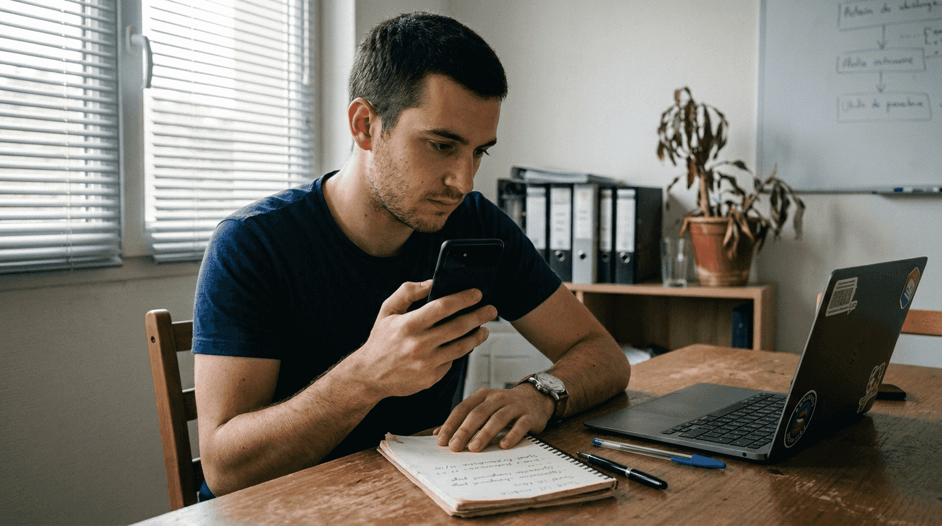 Un développeur vérifie l’affichage du site web d’une PME sur son smartphone.