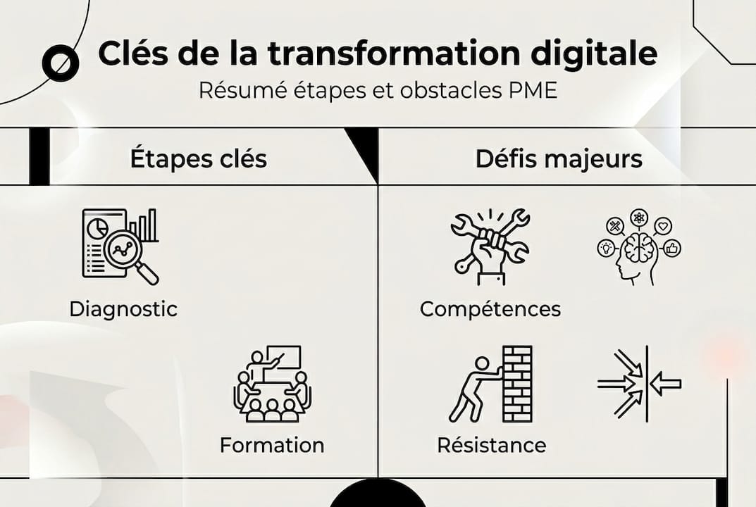Infographie : les grandes étapes et les principaux défis de la transformation digitale des PME