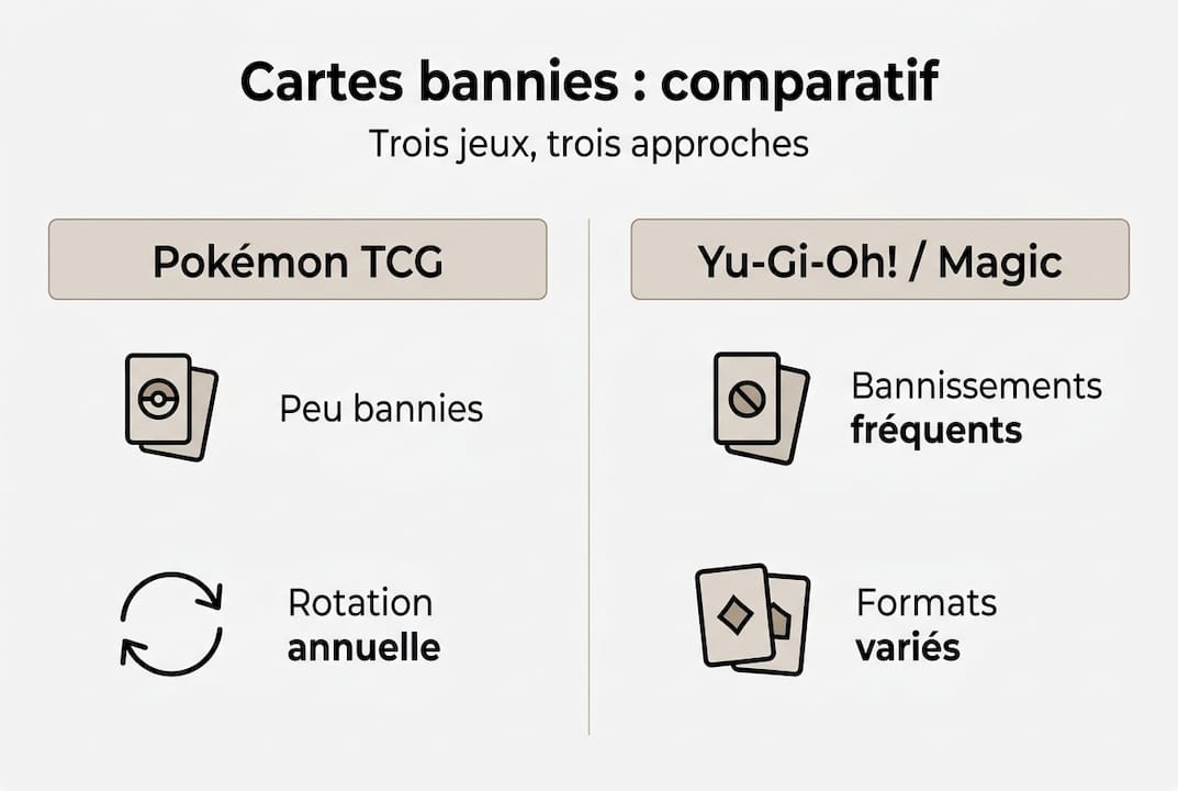 Infographie comparative des différentes cartes interdites