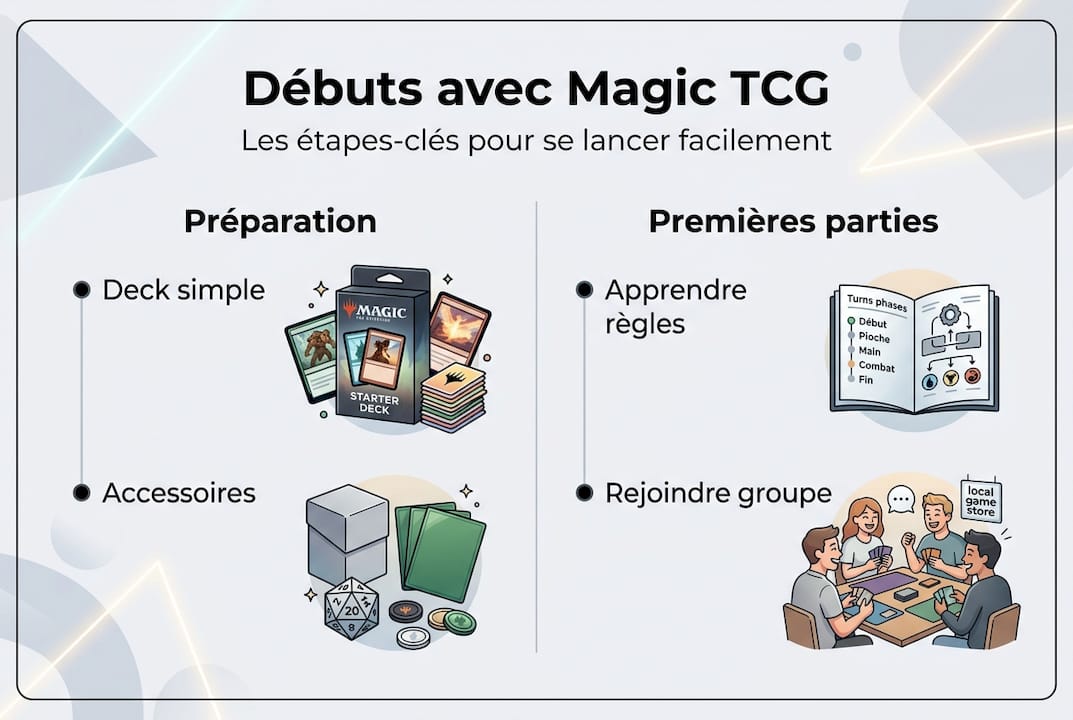 Infographie : les étapes incontournables pour bien débuter sur Magic : The Gathering