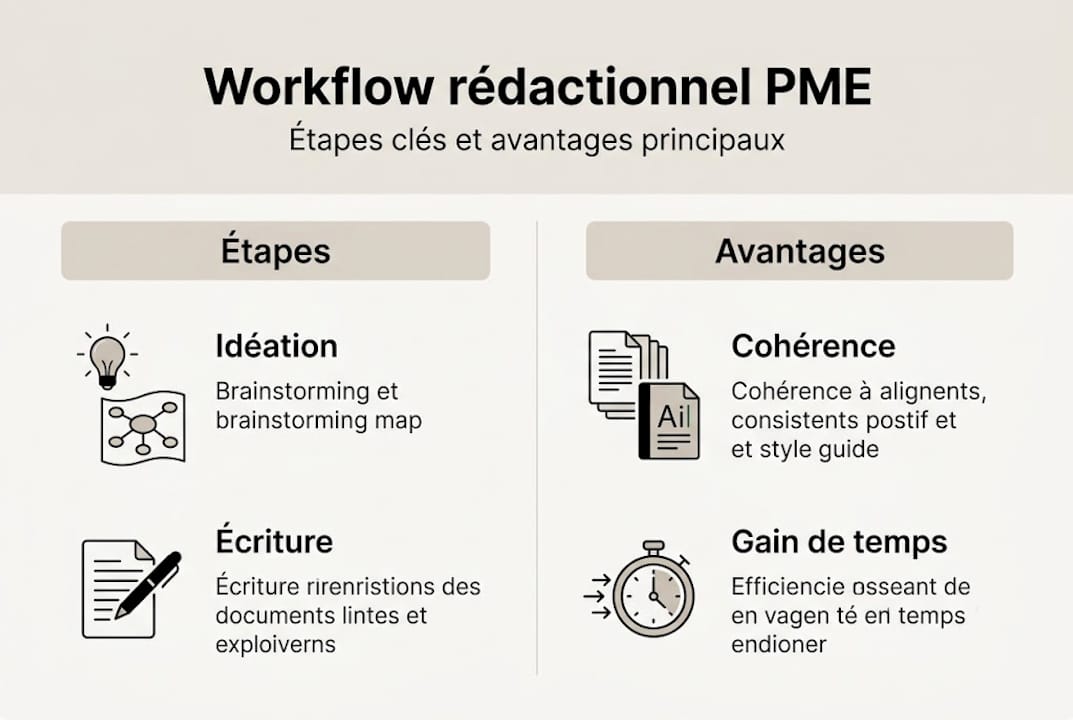 Découvrez notre infographie dédiée aux différentes étapes clés du workflow en PME et aux bénéfices concrets qu’il peut apporter à votre entreprise.