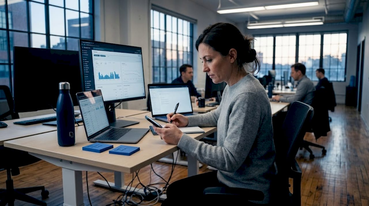 Expert SEO analysant les statistiques de crawl devant son ordinateur