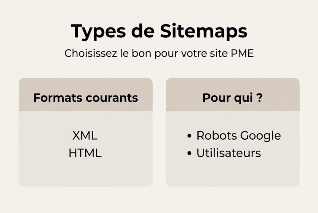 Infographie : panorama des différents types de sitemap et leurs utilisations clés