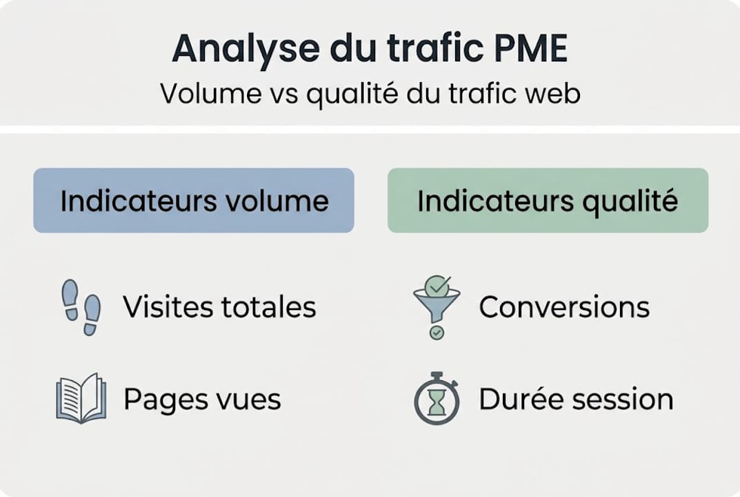 Infographie présentant le volume et la qualité du trafic sur le site web