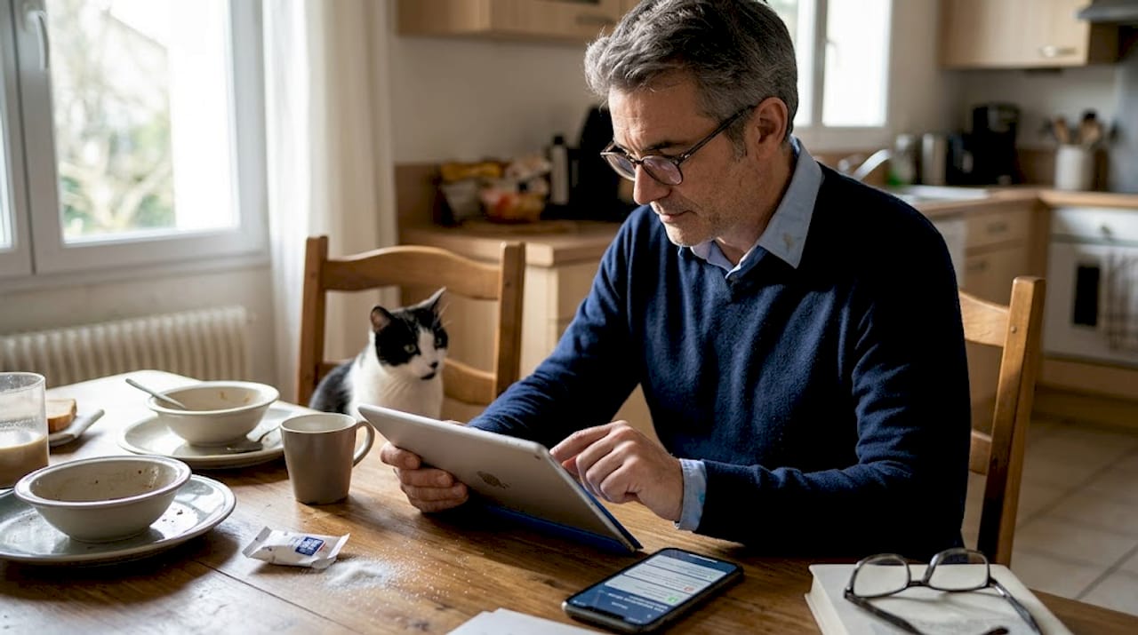 Un homme consulte le site d'une PME sur sa tablette.