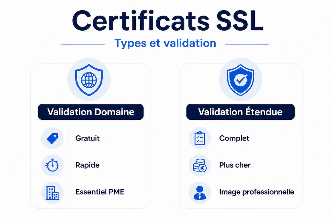 Découvrez en un coup d’œil les différences entre les principaux types de certificats SSL grâce à cette infographie.