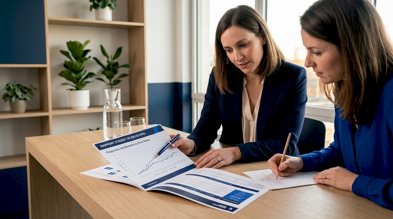 Point avec une PME pour discuter du bilan netlinking, documents à l’appui